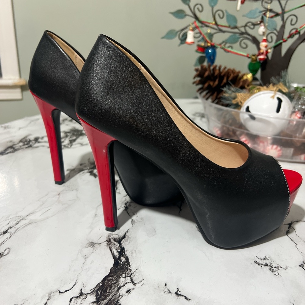 Black and Red High Heel Pumps